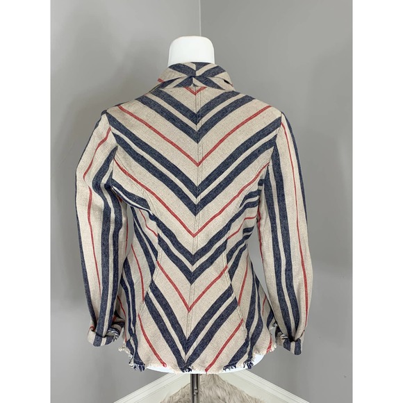 FreePeople Boho RusticLuxury Stripe Linen Jacket Gypsy Indie Spring Summer Earth - Picture 7 of 13